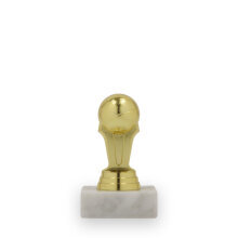 Figurka basketbalový míč, 10 cm, zlatá, včetně podstavce