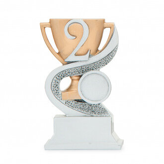 Trofej s číslicí 2, výška 12 cm, zlatá/stříbrná