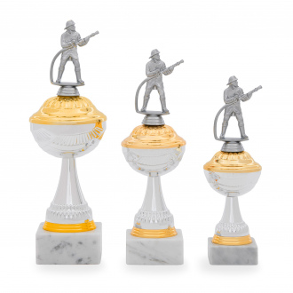 Pohár EDICE HASIČI, výška 38 cm, stříbrný/zlatý