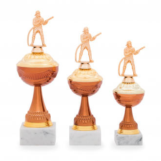 Pohár EDICE HASIČI, výška 38 cm, bronzový/zlatý