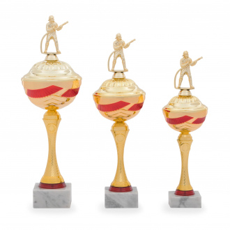 Pohár EDICE HASIČI, výška 41 cm, zlatý/červený