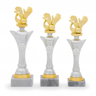 Pohár EDICE FOTBAL, výška 29 cm, stříbrný/zlatý