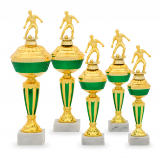 Pohár EDICE FOTBAL, výška 46 cm, zlatý/zelený