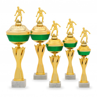Pohár EDICE FOTBAL, výška 39 cm, zlatý/zelený