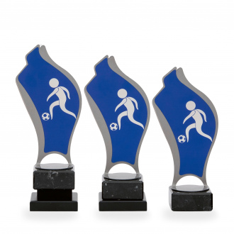 Trofej s fotbalovým motivem, kov, výška 22 cm, vícebarevná