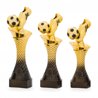 Trofej s fotbalovým motivem, výška 24, zlatá/černá