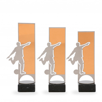 Trofej s fotbalovým motivem, kov, výška 23 cm, vícebarevná