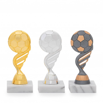 Figurka s fotbalovou tématikou, výška 15 cm, zlatá