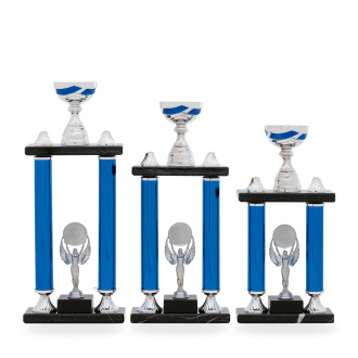 SLOUPOVÝ pohár, výška 45 cm, stříbrný/modrý