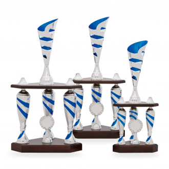 SLOUPOVÝ pohár, výška 56 cm, stříbrný/modrý