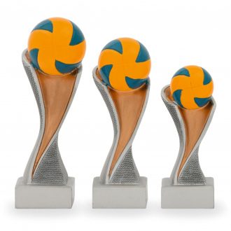 Trofej se symbolem volejbalu, výška 14,5 cm, vícebarevná