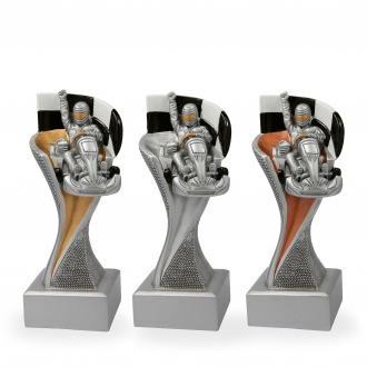 Trofej se symbolem motorismu, výška 14,5 cm, vícebarevná