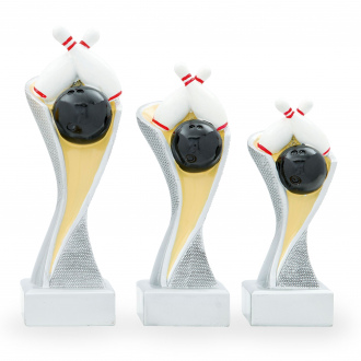 Trofej se symbolem bowlingu, výška 14,5 cm, vícebarevná