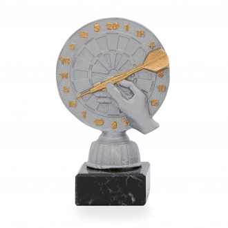 Trofej luxusní se symbolem šipek, výška 17 cm, stříbrná/zlatá