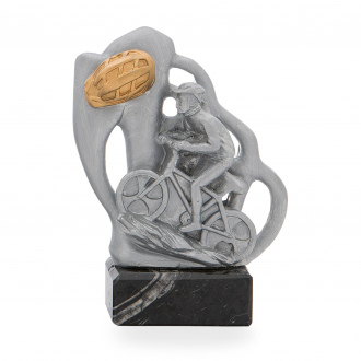 Trofej luxusní se symbolem cyklistiky, výška 17,5 cm, stříbrná/zlatá