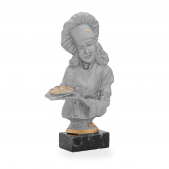 Trofej luxusní se symbolem gastronomie, výška 26 cm, stříbrná/zlatá