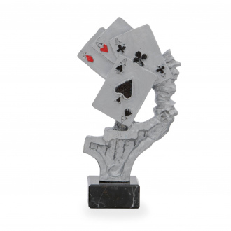 Trofej luxusní se symbolem karet, výška 24 cm, vícebarevná