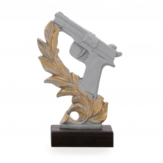 Trofej luxusní se symbolem střelby, výška 26 cm, stříbrná/zlatá