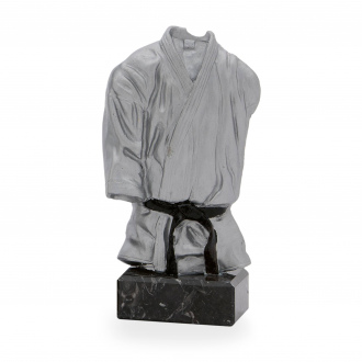 Trofej luxusní se symbolem karate, výška 19 cm, stříbrná/černá