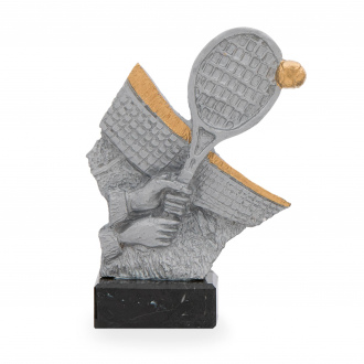 Trofej luxusní se symbolem tenisu, výška 20 cm, stříbrná/zlatá