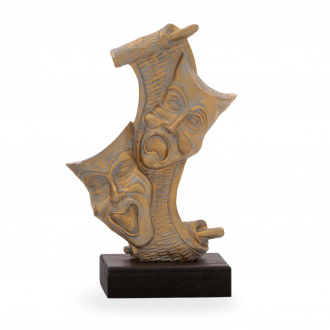 Trofej luxusní se symbolem karnevalu, výška 23 cm, zlatá