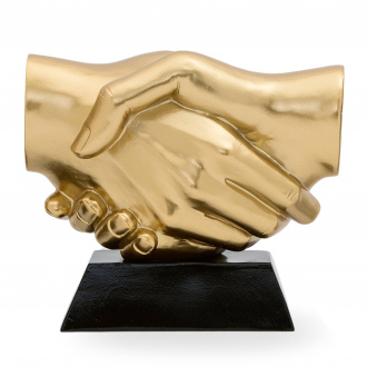 Trofej luxusní se symbolem přátelství, výška 14 cm, zlatá