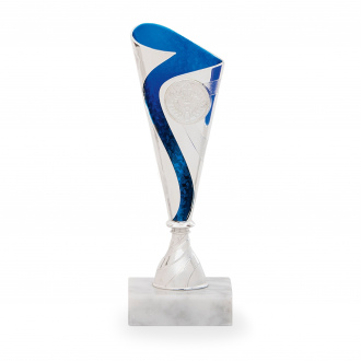 Účastnická cena, výška 18 cm, stříbrná/modrá