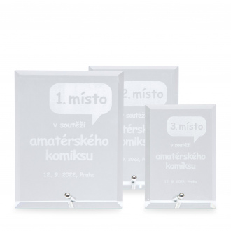 Skleněná plaketa s laserovým gravírováním, 100x150mm