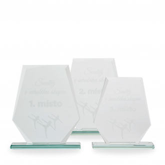 Skleněná plaketa s laserovým gravírováním, 140x165mm