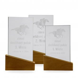 Skleněná luxusní plaketa s laserovým gravírováním nebo plnobarevným potiskem, 140x215mm