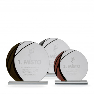 Skleněná plaketa s laserovým gravírováním nebo plnobarevným potiskem, 150x170 mm