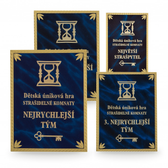 Plechová plaketa s laserovým gravírováním, 85x130mm