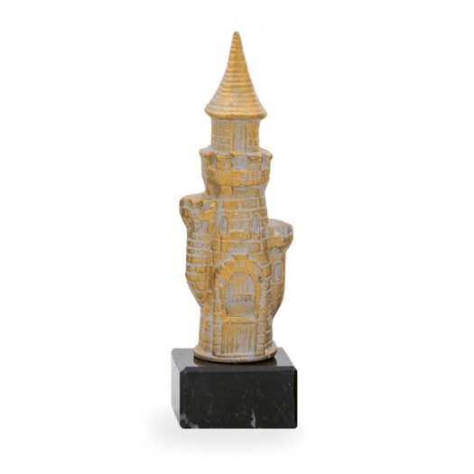 Trofej luxusní se šachovým symbolem, výška 19 cm, zlatá